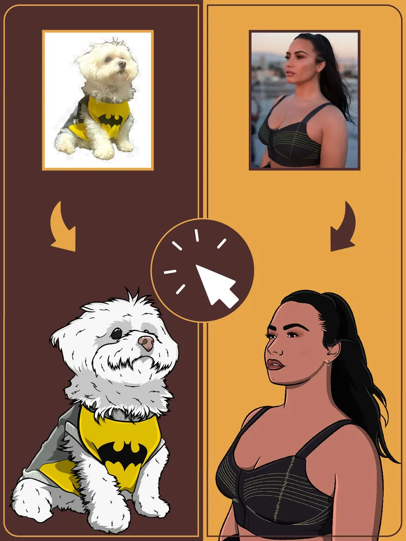 Illustration showing turning clients into cartoon portfolio example