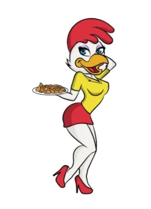 cartoon sexy chicken mascot fast food character